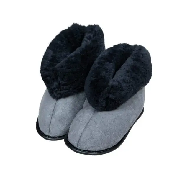 Lammeskinds slipper med lædersål, Graphite