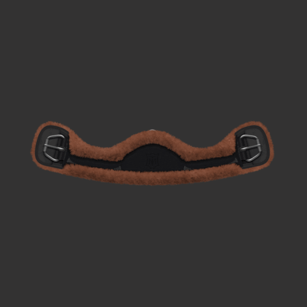 Western gjord SLIM-LINE - Crescent sort læder /  Whiskey farvet lam 90 cm