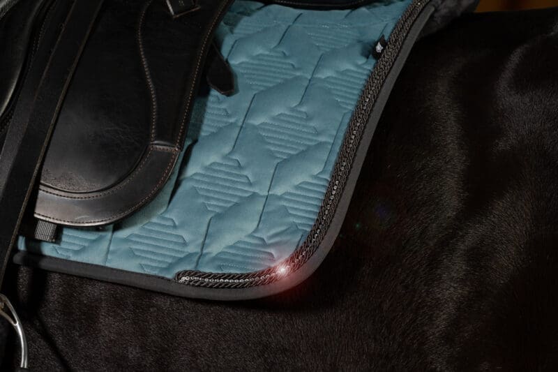 Mattes Engelsk dressur underlag Crystal Velvet Ocean str L med lam under, og i front - Billede 3