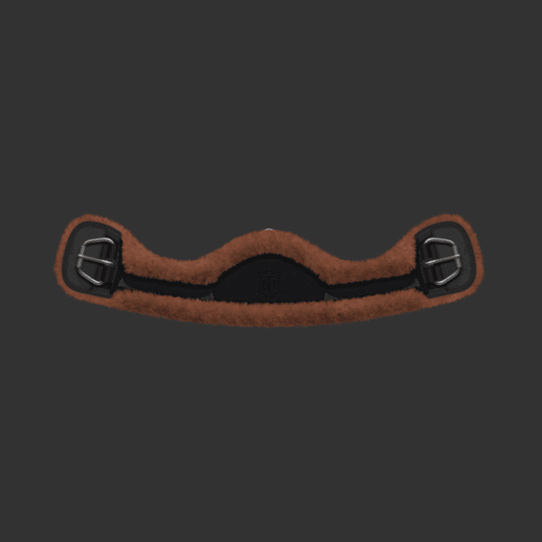 Western gjord SLIM-LINE - Crescent sort læder /  Whiskey farvet lam 90 cm